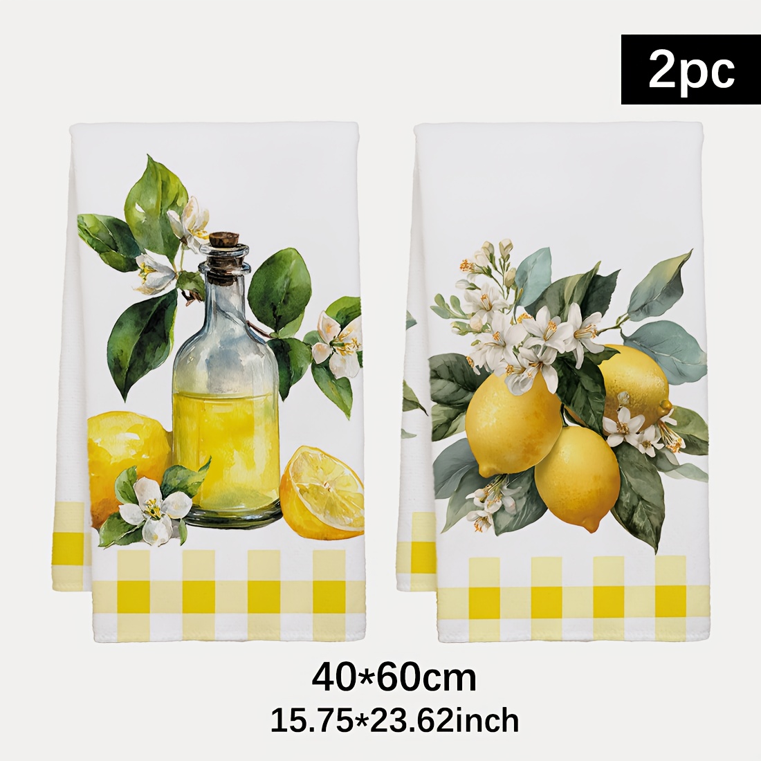 Home Cooking Supplies - 2pcs, lemon floral pattern kitchen towel,